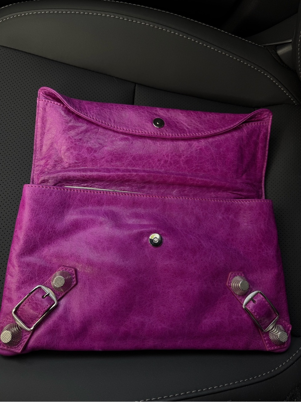 Vintage Balenciaga Giant 21 Envelope Clutch Cyclamen|Magenta Lambskin Authentic - Picture 9 of 14